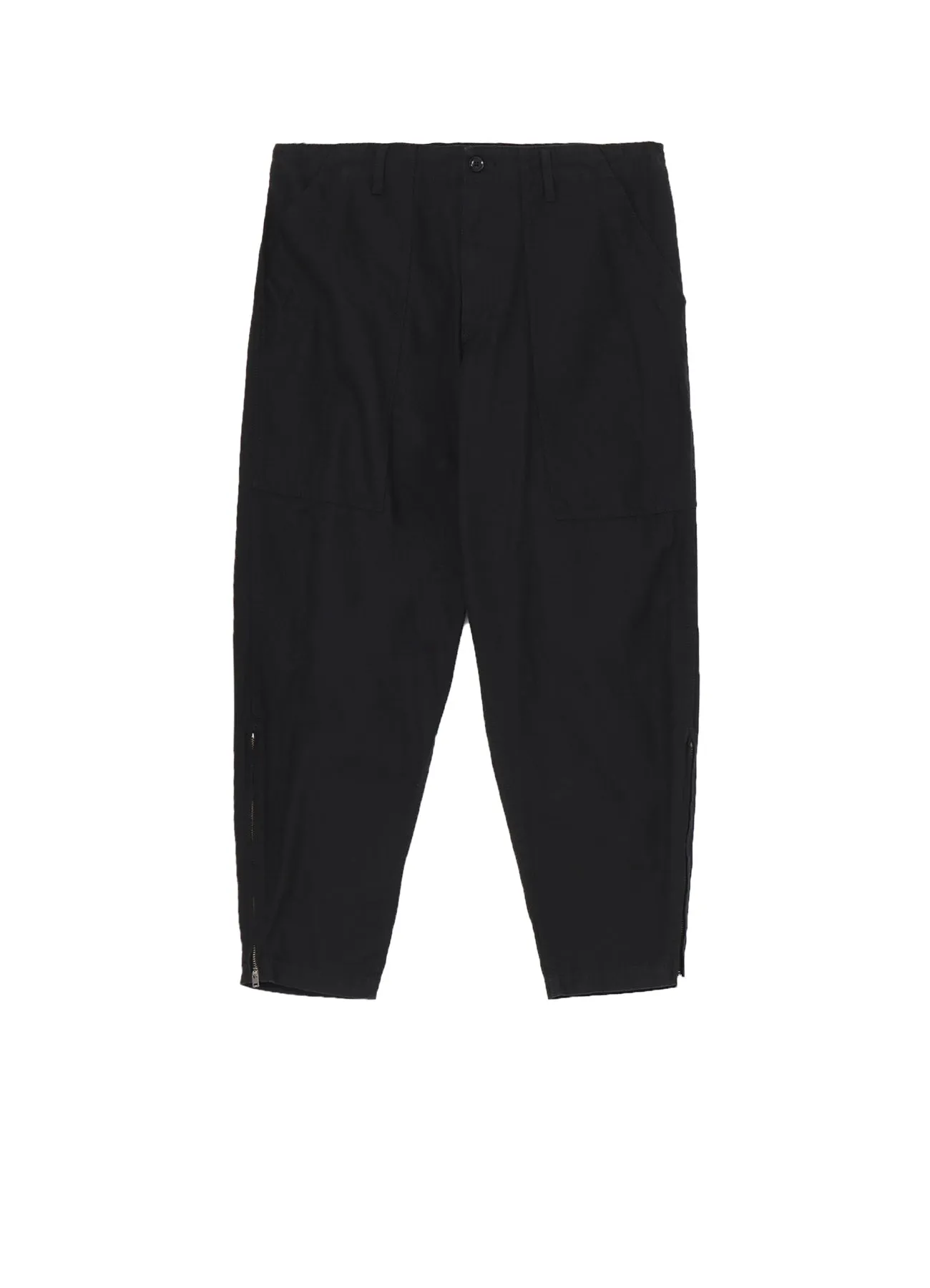 BLACK SCANDAL HERRINGBONE HEM ZIP PAINTER PANTS sold by Yohji Yamamoto