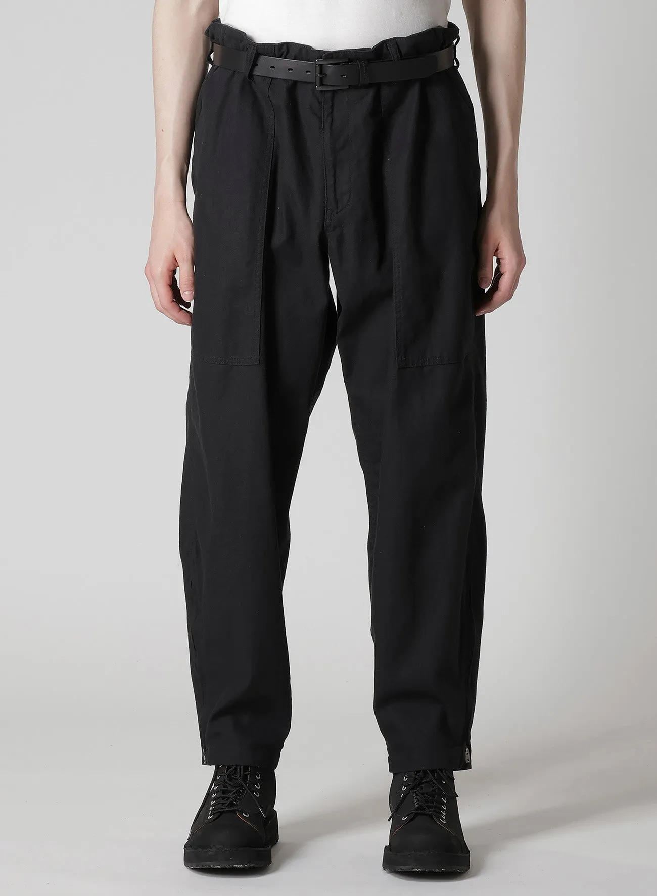 BLACK SCANDAL HERRINGBONE HEM ZIP PAINTER PANTS sold by Yohji Yamamoto product image thumbnail 2