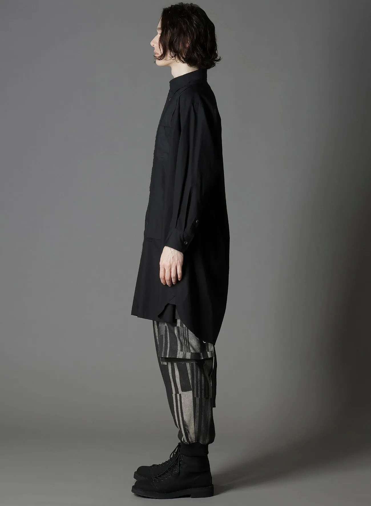 SWITCHING MATERIAL FRONT PANAL STANDARD BLACK SHIRT sold by Yohji Yamamoto product image thumbnail 4