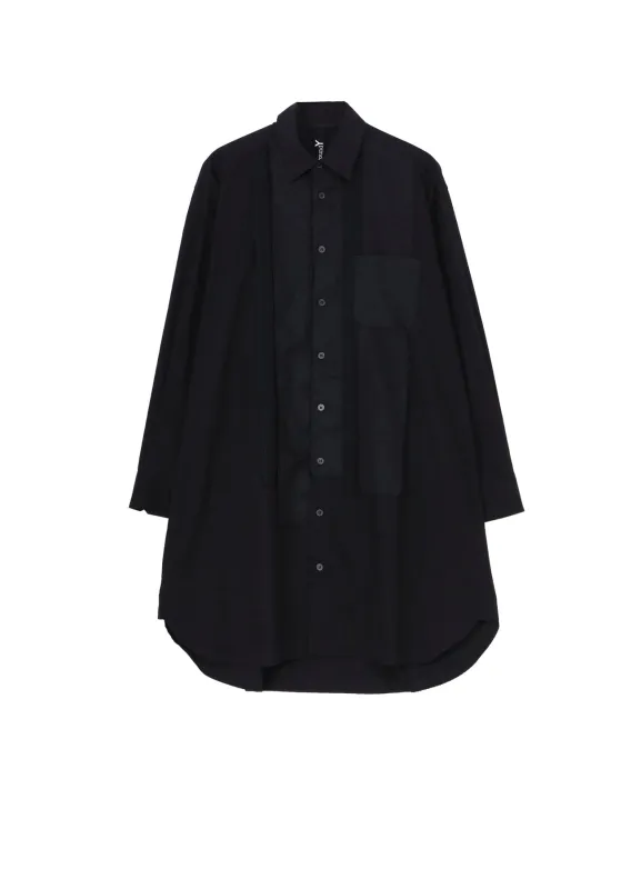 SWITCHING MATERIAL FRONT PANAL STANDARD BLACK SHIRT sold by Yohji Yamamoto