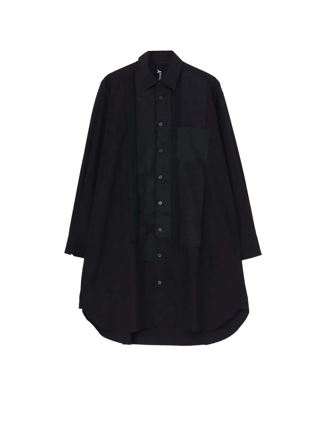 SWITCHING MATERIAL FRONT PANAL STANDARD BLACK SHIRT sold by Yohji Yamamoto