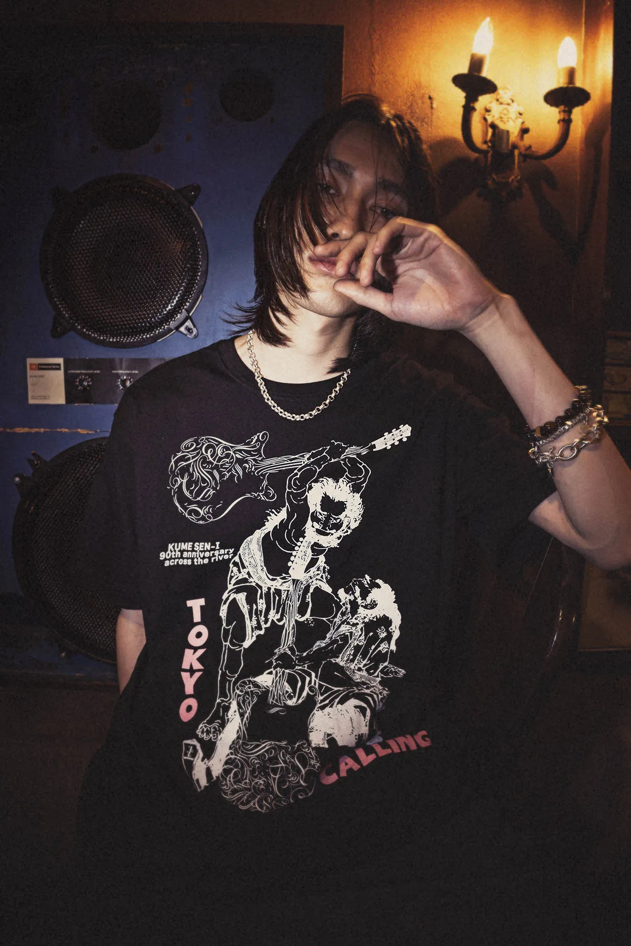 【KUME 90th Anniversary Across the River】Hokusai × Love Guitar Tokyo Calling T-shirt sold by Yohji Yamamoto product image thumbnail 2