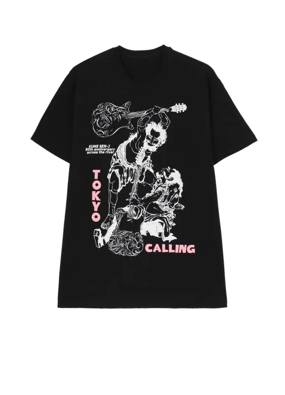 【KUME 90th Anniversary Across the River】Hokusai × Love Guitar Tokyo Calling T-shirt sold by Yohji Yamamoto