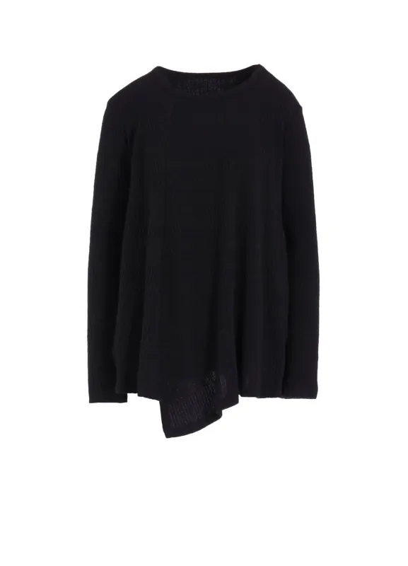 RANDOM RIB STRIPE ROUND NECK FLARE LONG SLEEVE T sold by Yohji Yamamoto