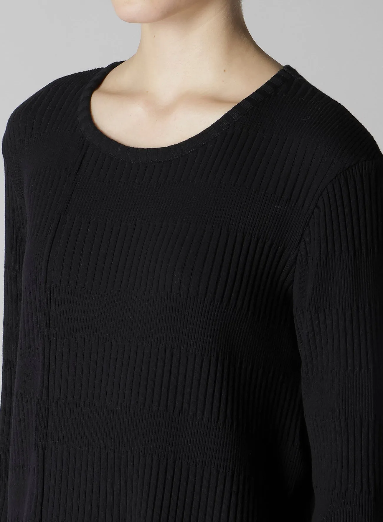RANDOM RIB STRIPE ROUND NECK ASYMMETERIC T sold by Yohji Yamamoto product image thumbnail 5