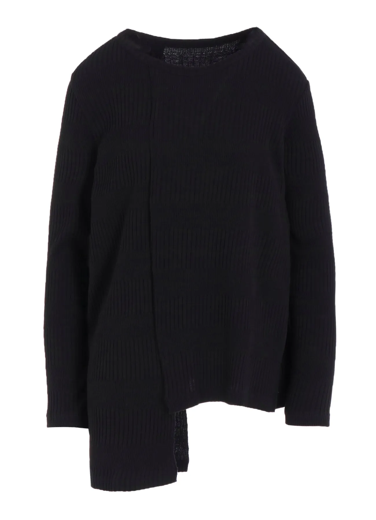 RANDOM RIB STRIPE ROUND NECK ASYMMETERIC T sold by Yohji Yamamoto product image thumbnail 2