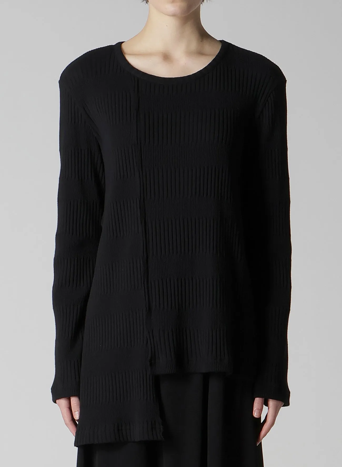 RANDOM RIB STRIPE ROUND NECK ASYMMETERIC T sold by Yohji Yamamoto product image thumbnail 4