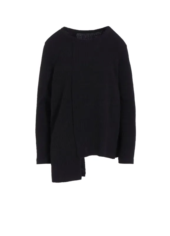 RANDOM RIB STRIPE ROUND NECK ASYMMETERIC T sold by Yohji Yamamoto