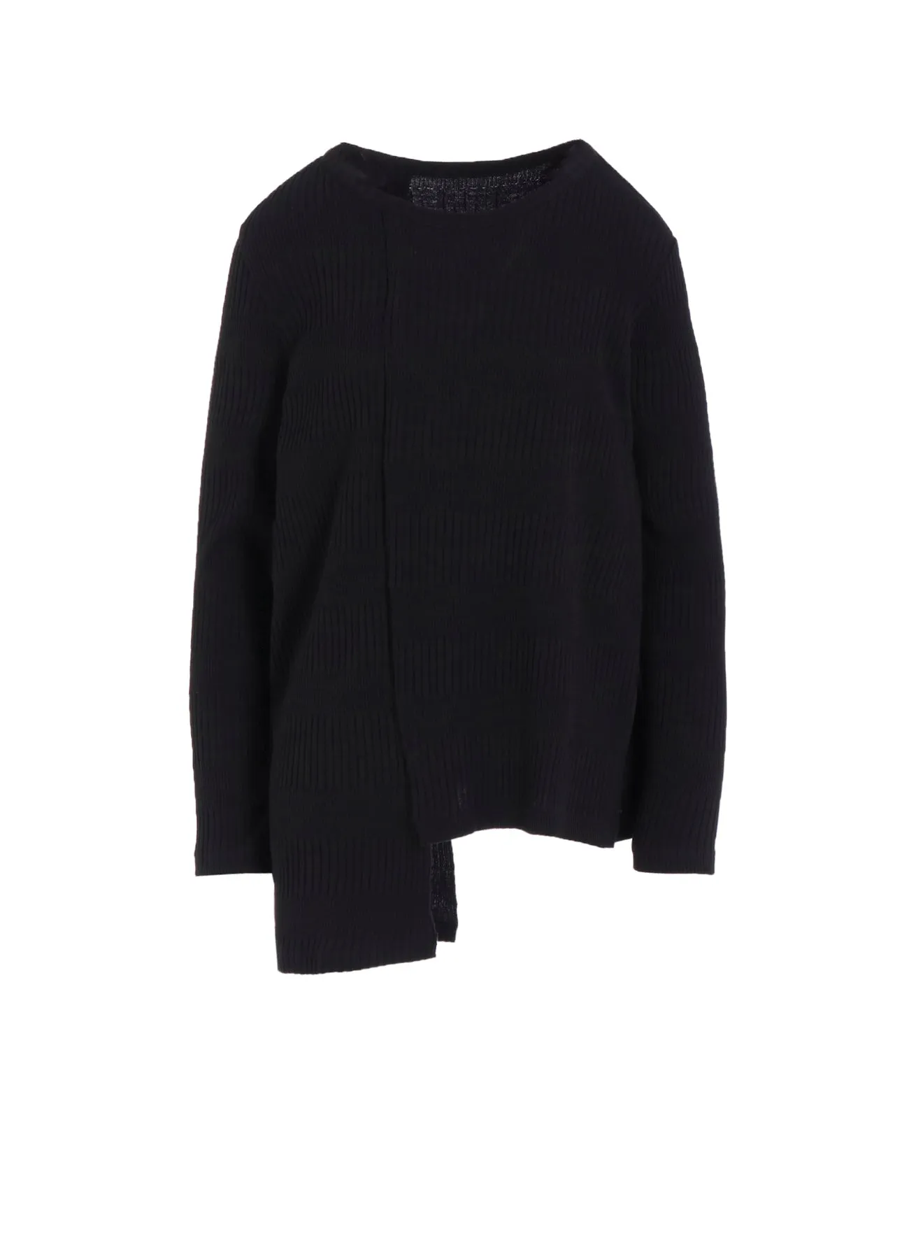 RANDOM RIB STRIPE ROUND NECK ASYMMETERIC T sold by Yohji Yamamoto
