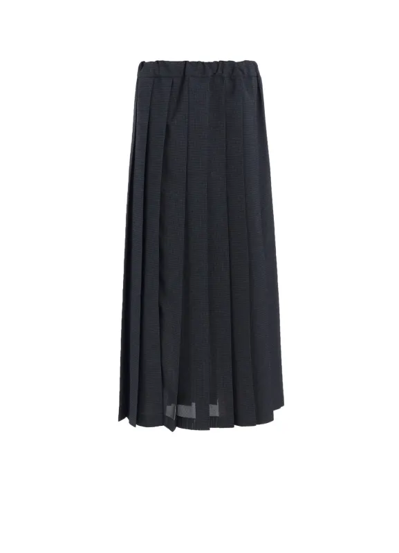 LENO CLOTH HOUNDSTOOTH PLETED SKIRT sold by Yohji Yamamoto