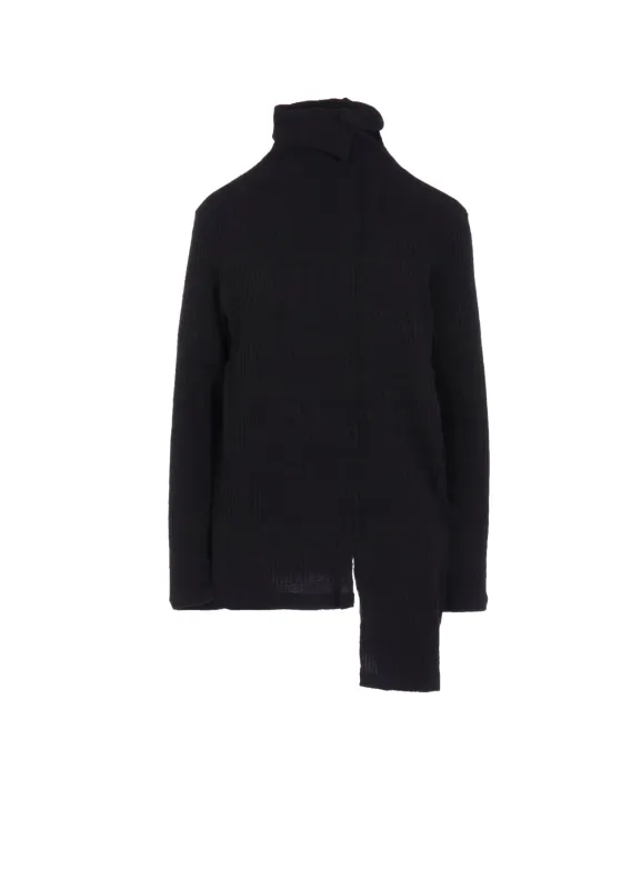 RANDOM RIB STRIPE HIGH NECK ASYMMETRIC T sold by Yohji Yamamoto
