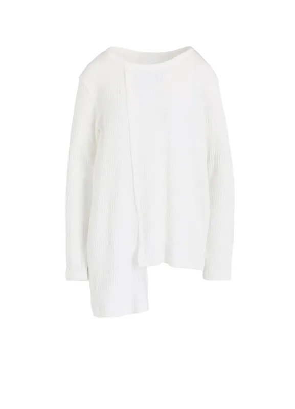 RANDOM RIB STRIPE ROUND NECK ASYMMETERIC T sold by Yohji Yamamoto