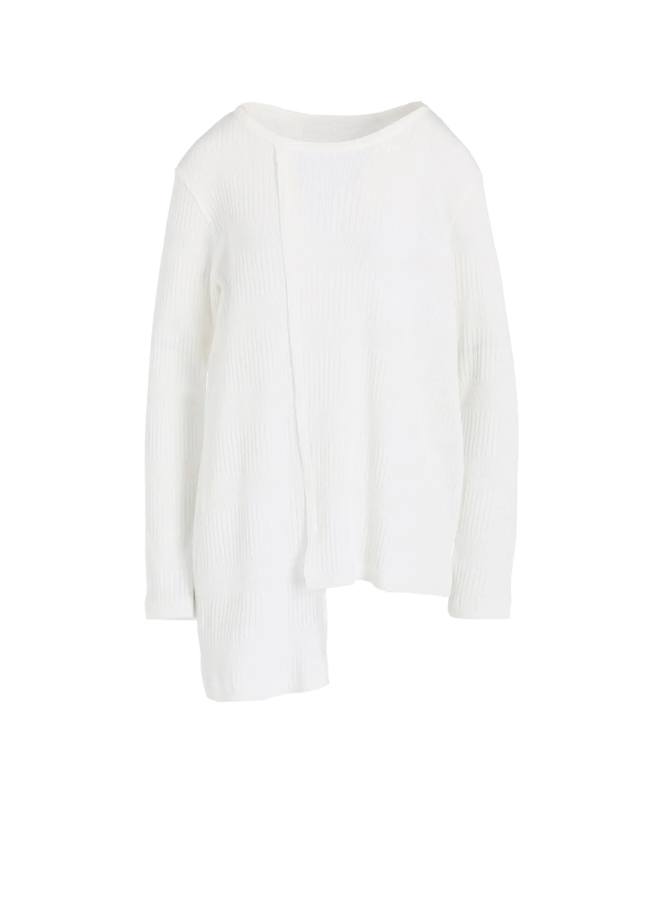 RANDOM RIB STRIPE ROUND NECK ASYMMETERIC T sold by Yohji Yamamoto
