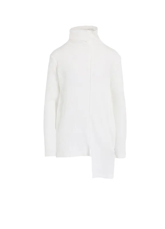 RANDOM RIB STRIPE HIGH NECK ASYMMETRIC T sold by Yohji Yamamoto