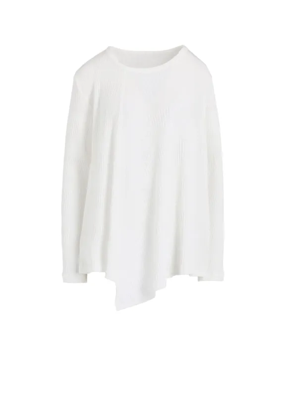 RANDOM RIB STRIPE ROUND NECK FLARE LONG SLEEVE T sold by Yohji Yamamoto