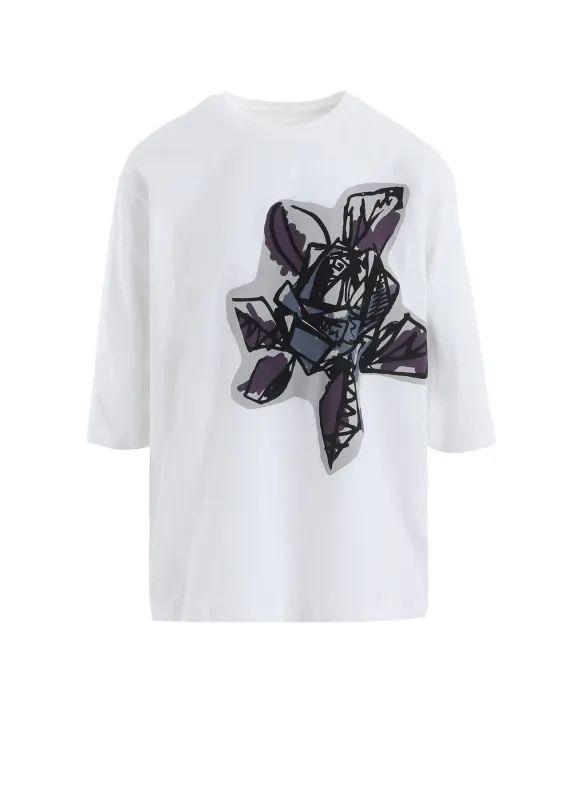 SOFT COTTON JERSEY WILD FLOWER PRINT 3/4 SLEEVE SHIRT sold by Yohji Yamamoto