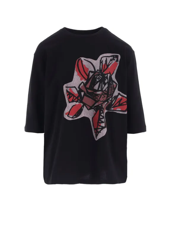 SOFT COTTON JERSEY WILD FLOWER PRINT 3/4 SLEEVE SHIRT sold by Yohji Yamamoto