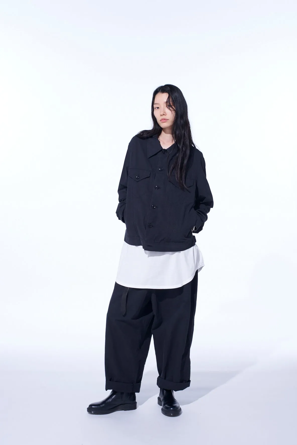 BRUSHED WASHER FINISH BROAD 5POCKET WIDE PANTS sold by Yohji Yamamoto product image thumbnail 2