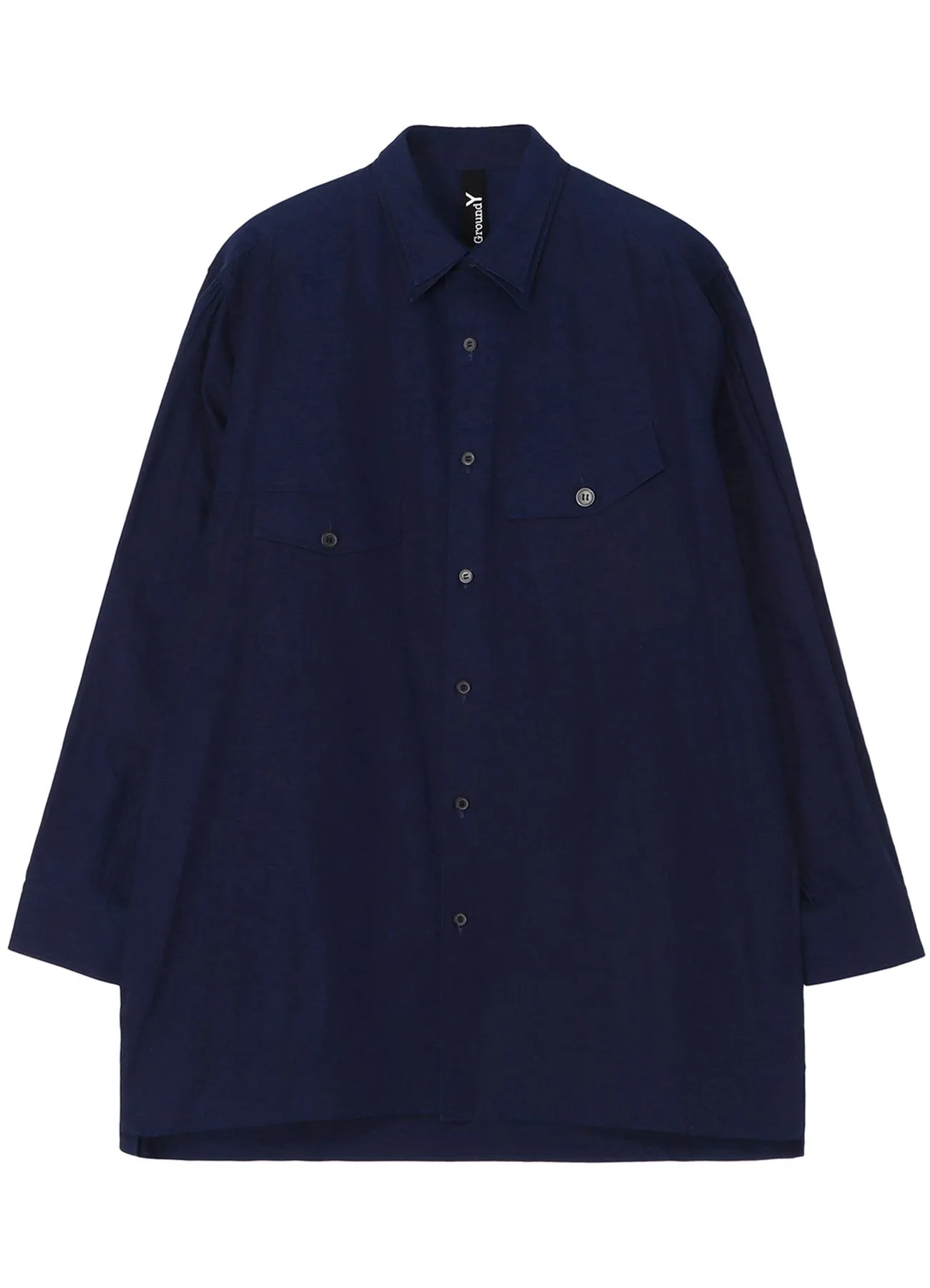 INDIGO DYED COTTON LINEN SHEETING DOUBLE COLLAR SLANTED POCKET SHIRT sold by Yohji Yamamoto product image thumbnail 2