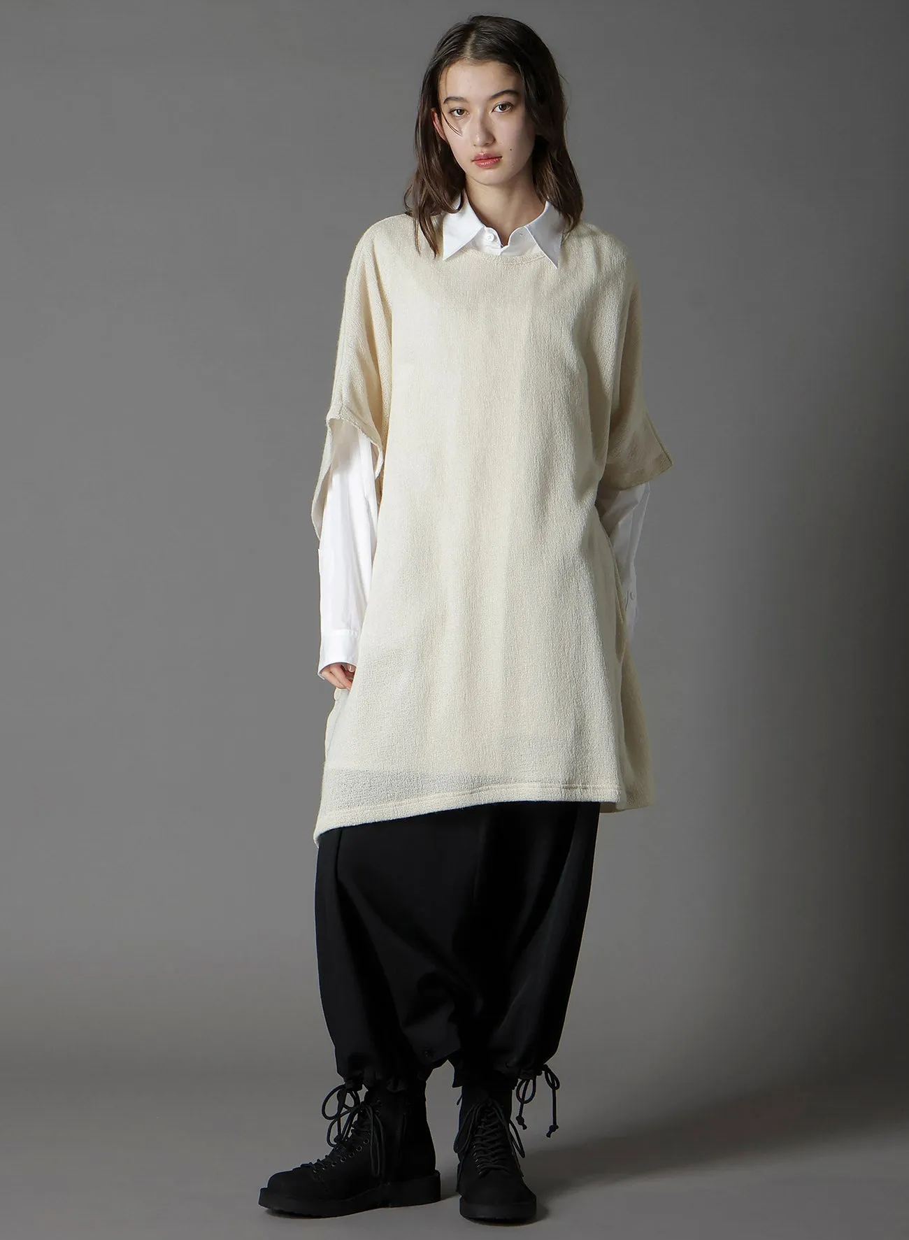 SPIDER WEB KNIT SIDE BUTTON SHORT SLEEVED T-SHIRT sold by Yohji Yamamoto product image thumbnail 5