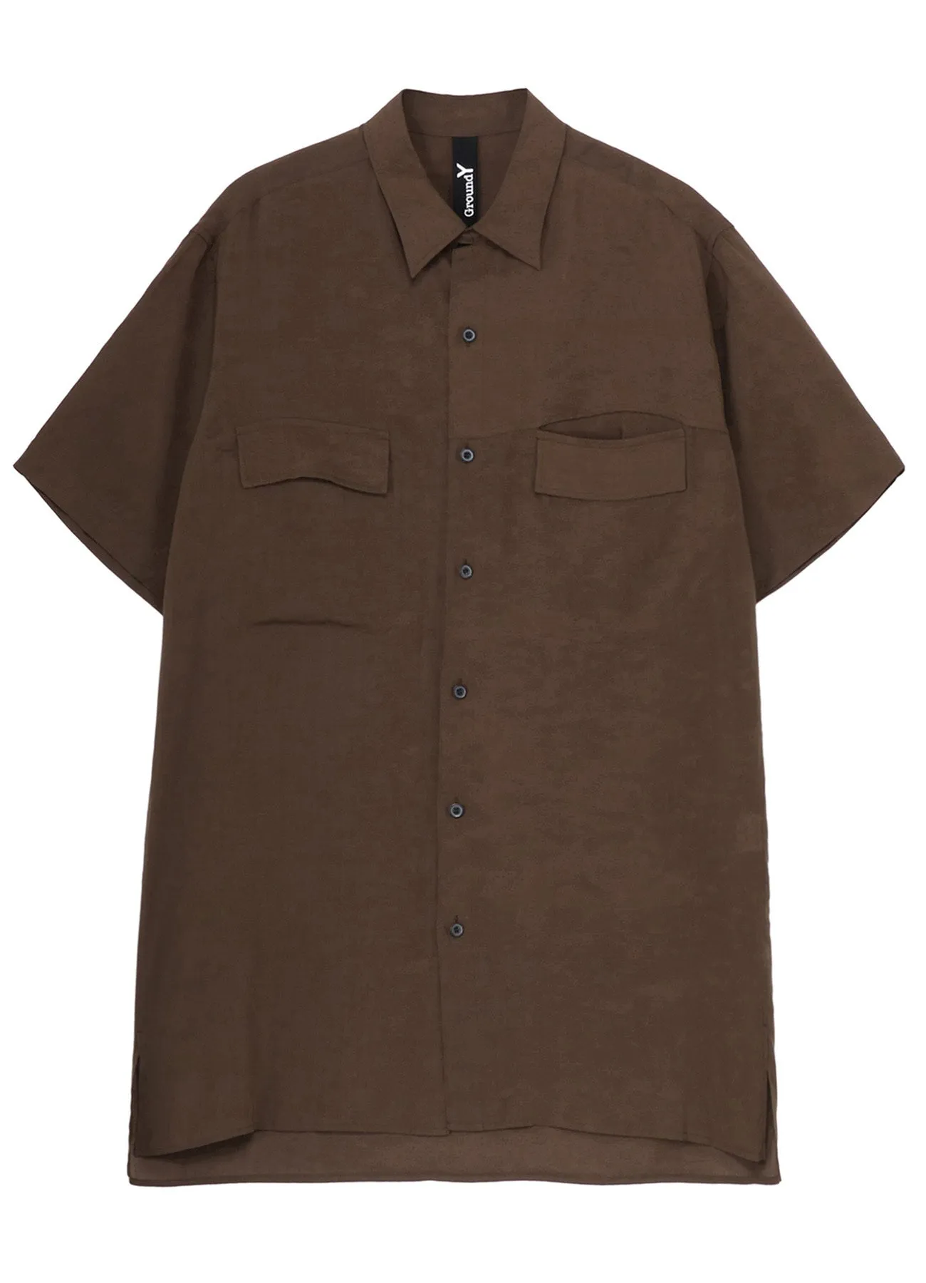 CELLULOSE LAWN PARALLEL PANEL FLAP SHORT SLEEVED SHIRT sold by Yohji Yamamoto product image thumbnail 2