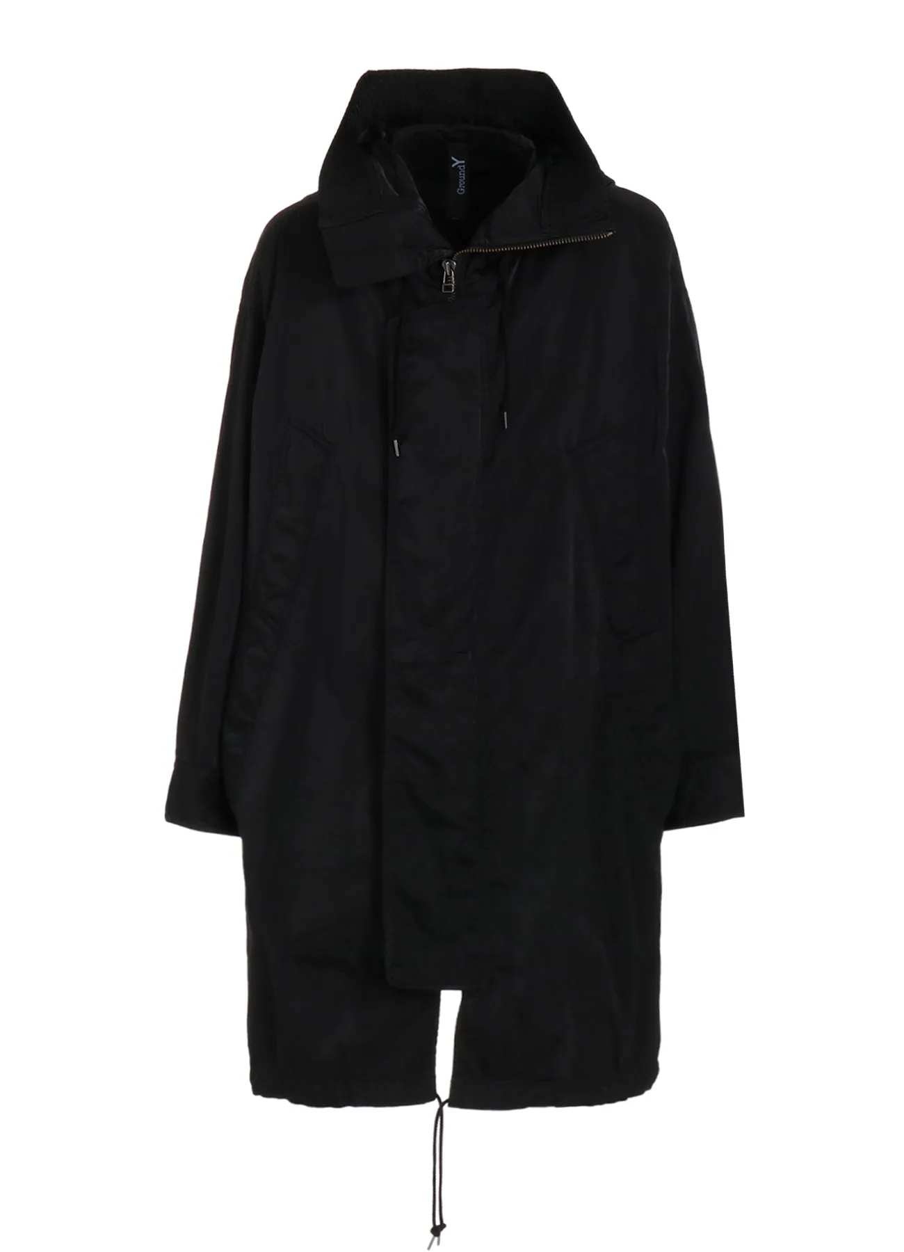 PRODUCT DYED NYLON TEILL+POLYESTER TAFTA HIGH NECK HOODED MODS COAT sold by Yohji Yamamoto product image thumbnail 2