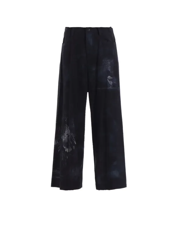 BIRD PRINT DENIM LONG STRAIGHT PANTS sold by Yohji Yamamoto