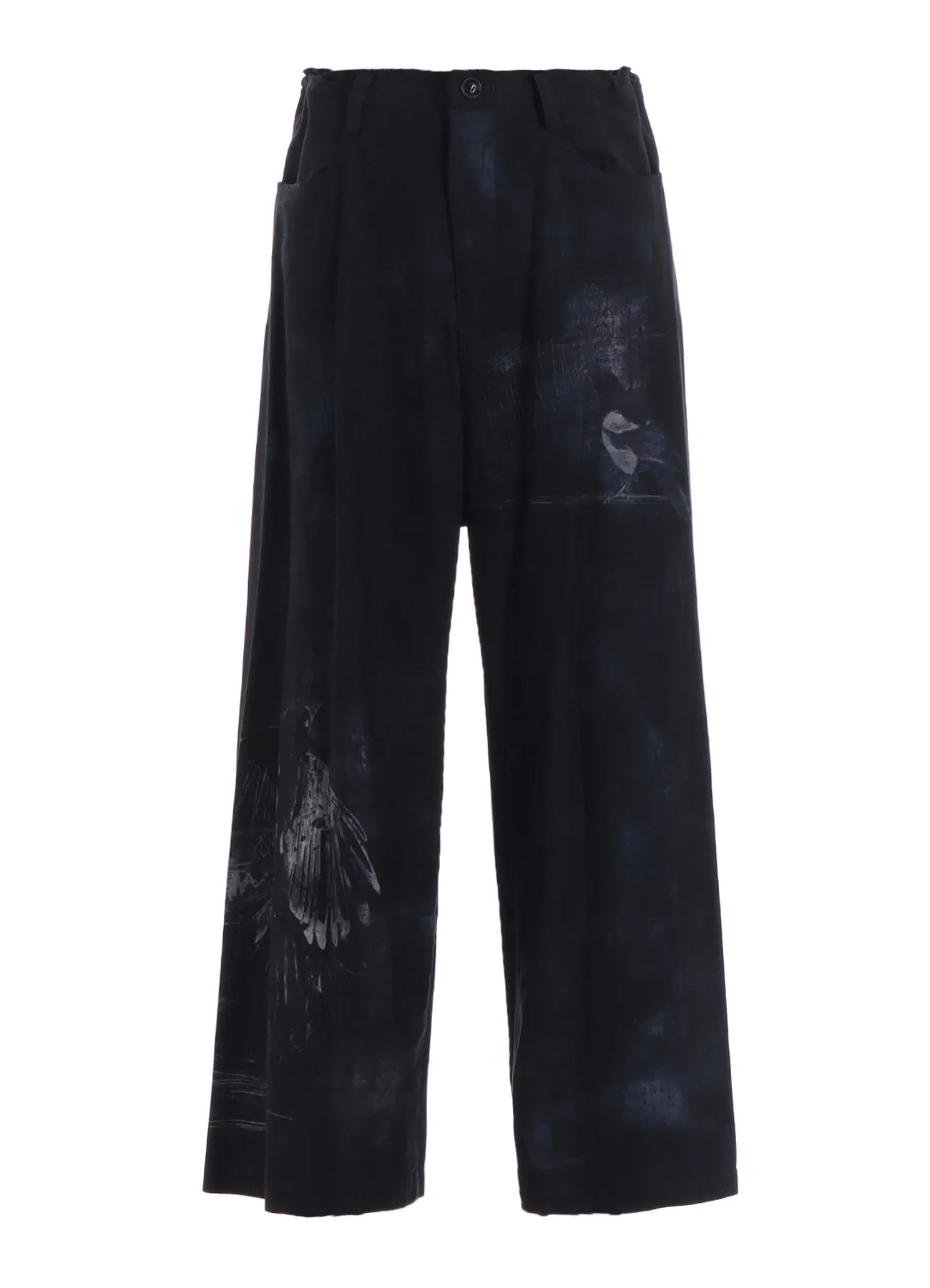 BIRD PRINT DENIM LONG STRAIGHT PANTS sold by Yohji Yamamoto product image thumbnail 2