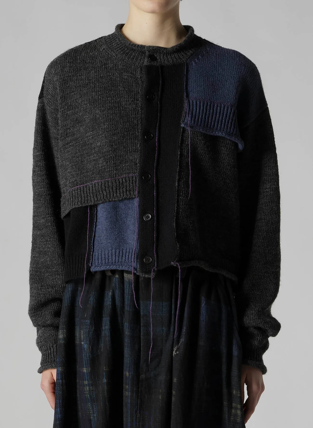 PATCHWORK CREW NECK CARDIGAN sold by Yohji Yamamoto product image thumbnail 4