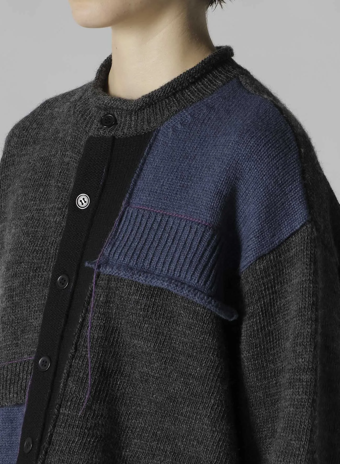 PATCHWORK CREW NECK CARDIGAN sold by Yohji Yamamoto product image thumbnail 5