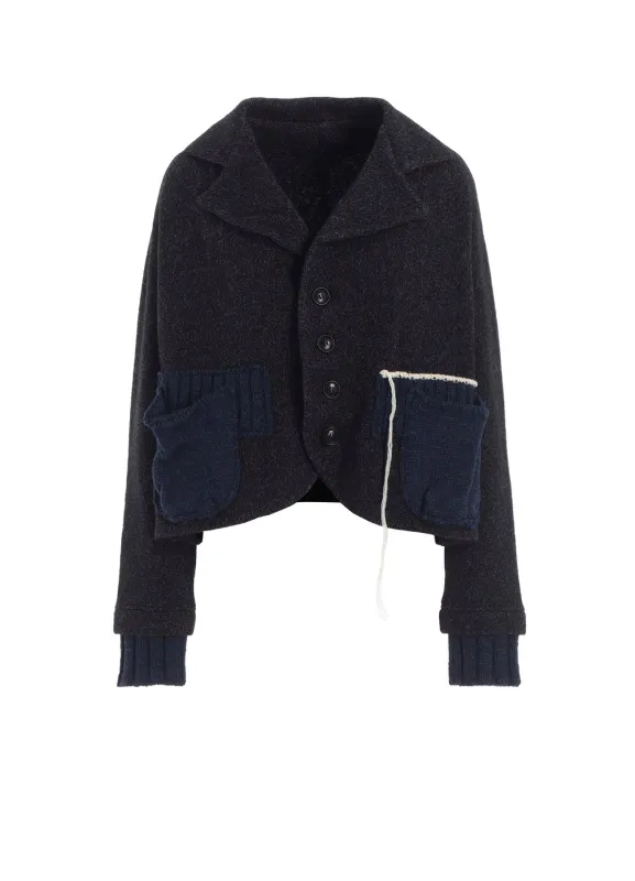 KNIT COMBINATION SHORT JACKET sold by Yohji Yamamoto