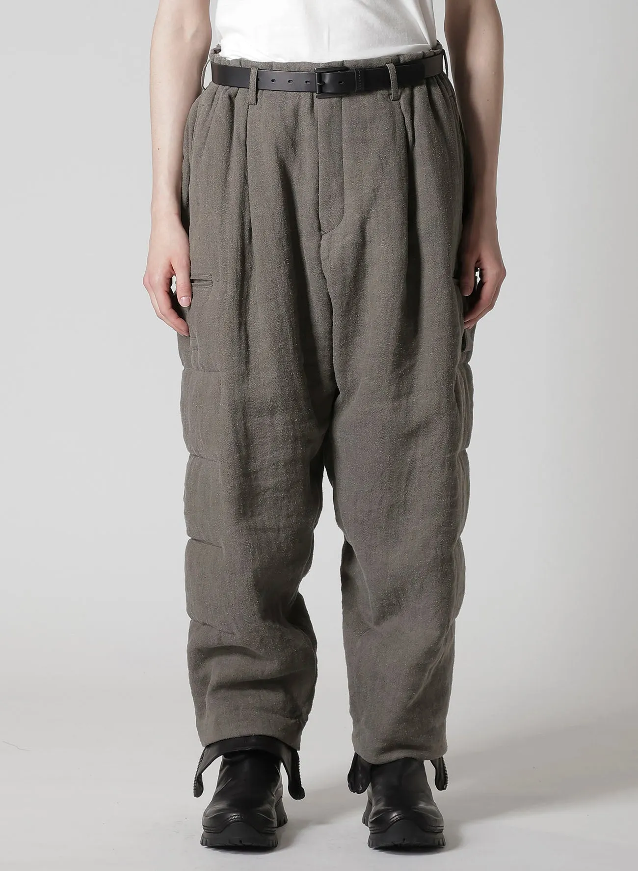 SILK LINEN INKED KNEE TAB PADDED PANTS sold by Yohji Yamamoto product image thumbnail 2