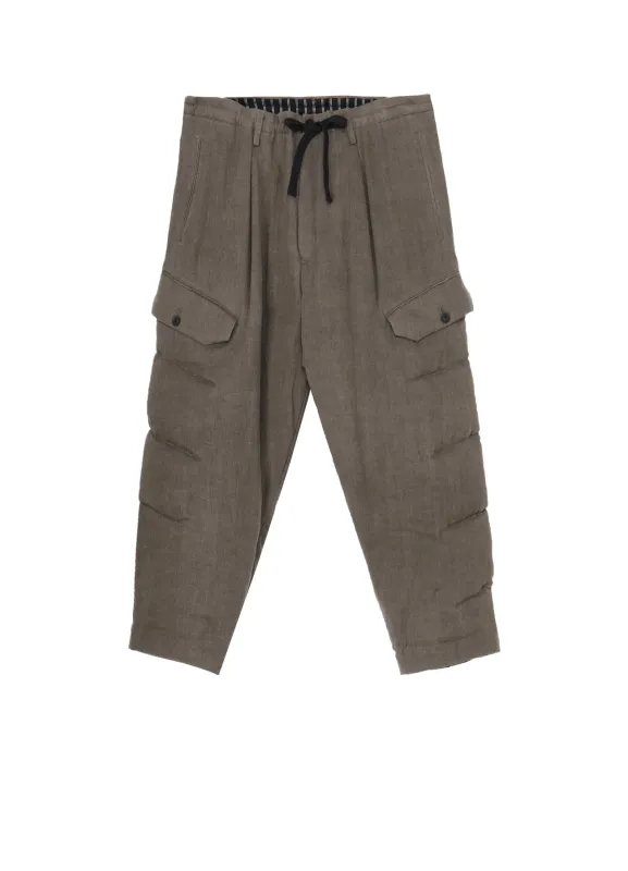 SILK LINEN DIAGONAL FLAP PADDED PANTS sold by Yohji Yamamoto