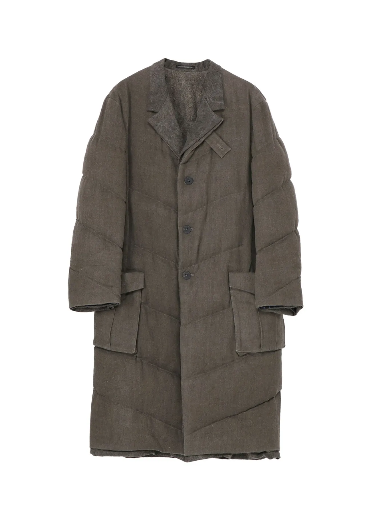 SILK LINEN 3BUTTONS DIAGONAL PADDED LONG JACKET sold by Yohji Yamamoto