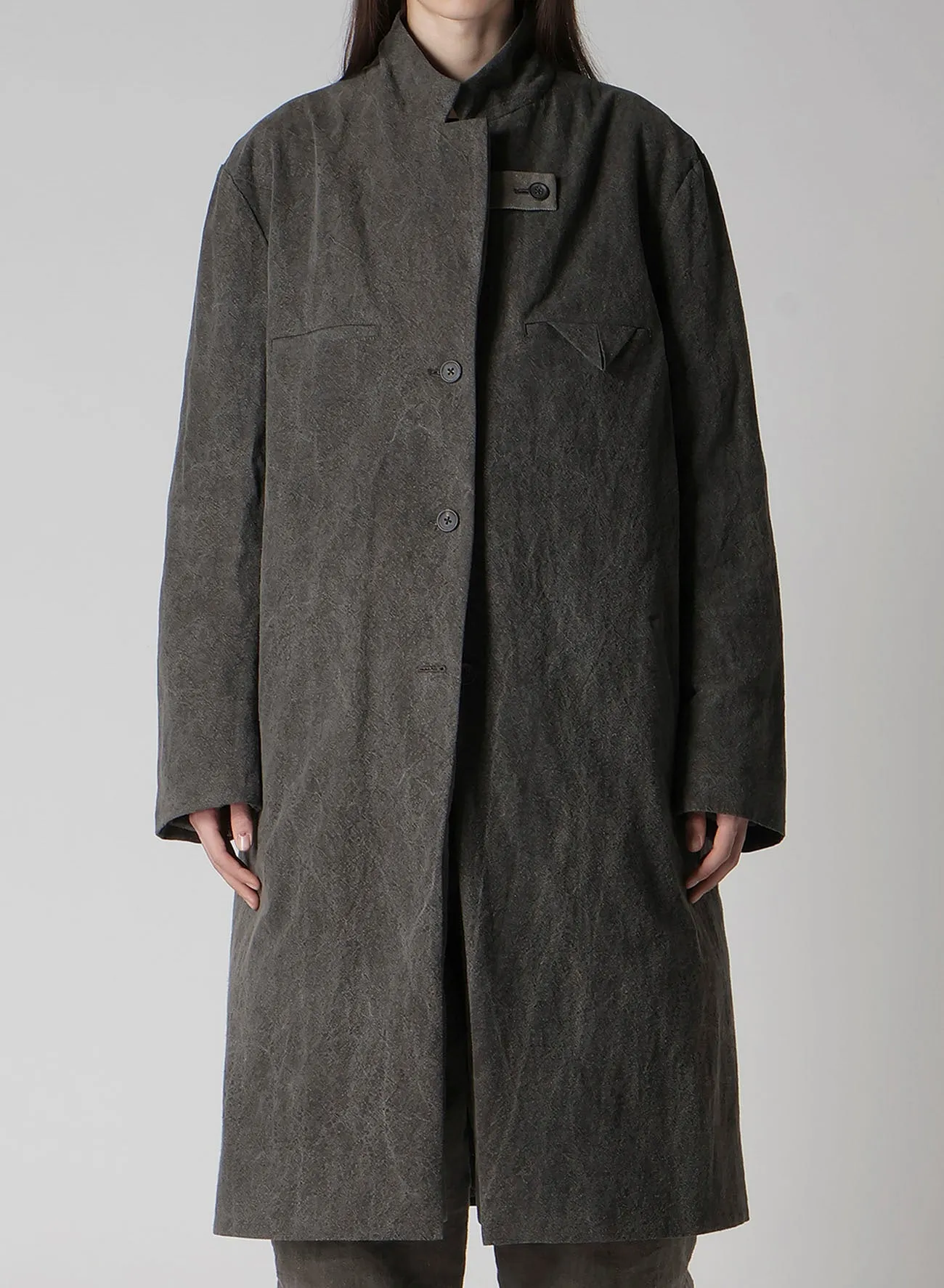 SILK LINEN 3BUTTONS DIAGONAL PADDED LONG JACKET sold by Yohji Yamamoto product image thumbnail 2
