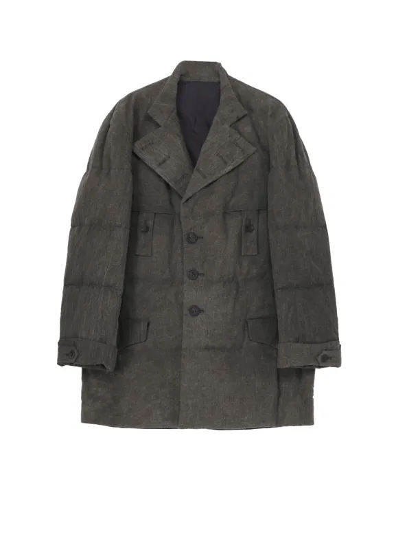 COTTON LINEN INKED HORIZONTAL PADDED LONG JACKET sold by Yohji Yamamoto
