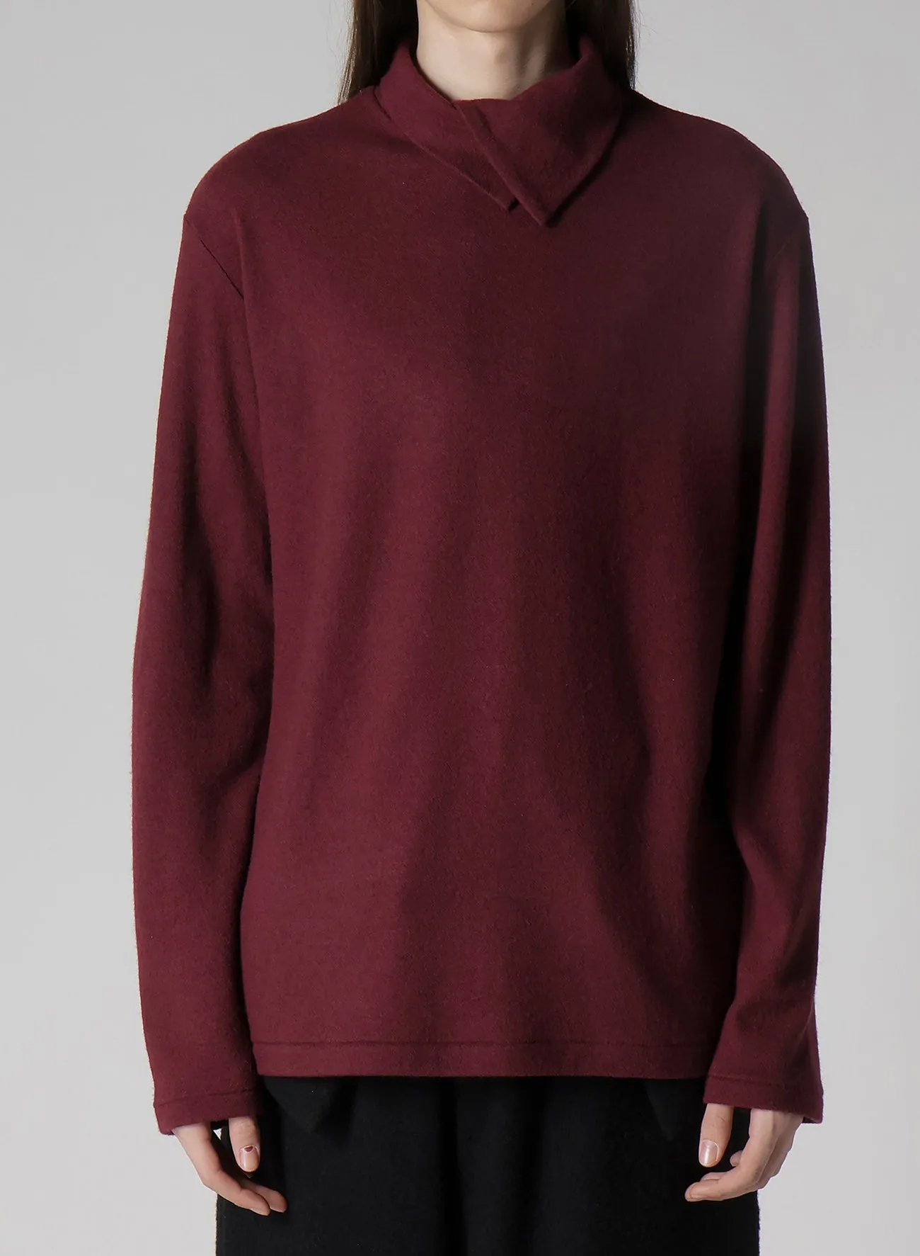 SUPER 120 WOOL SINGLE JERSEY LAYERED HIGK NECK TEE sold by Yohji Yamamoto product image thumbnail 2