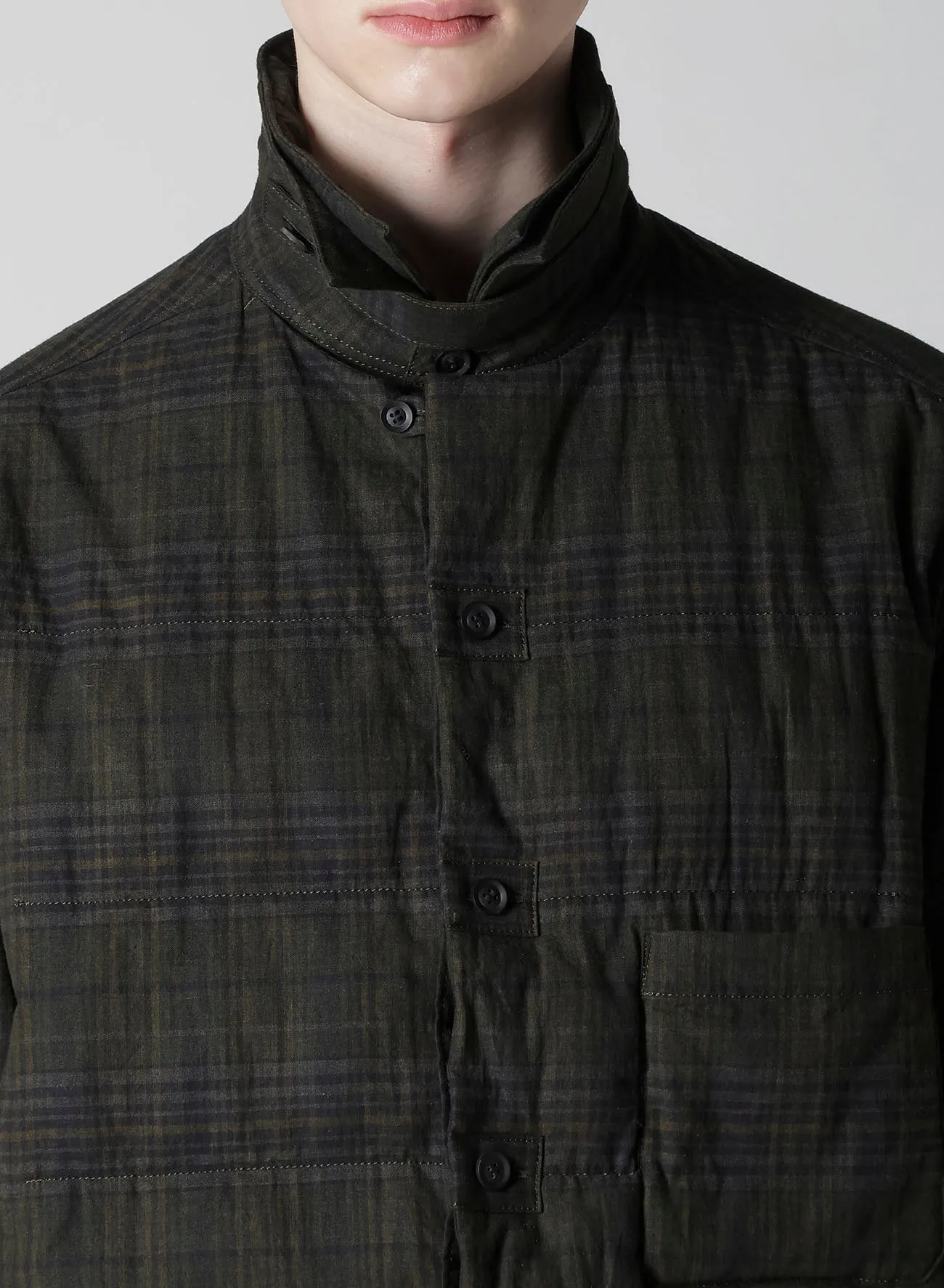 MADRAS INK PLAID DOUBLE COLLAR PADDED BLOUSE sold by Yohji Yamamoto product image thumbnail 4