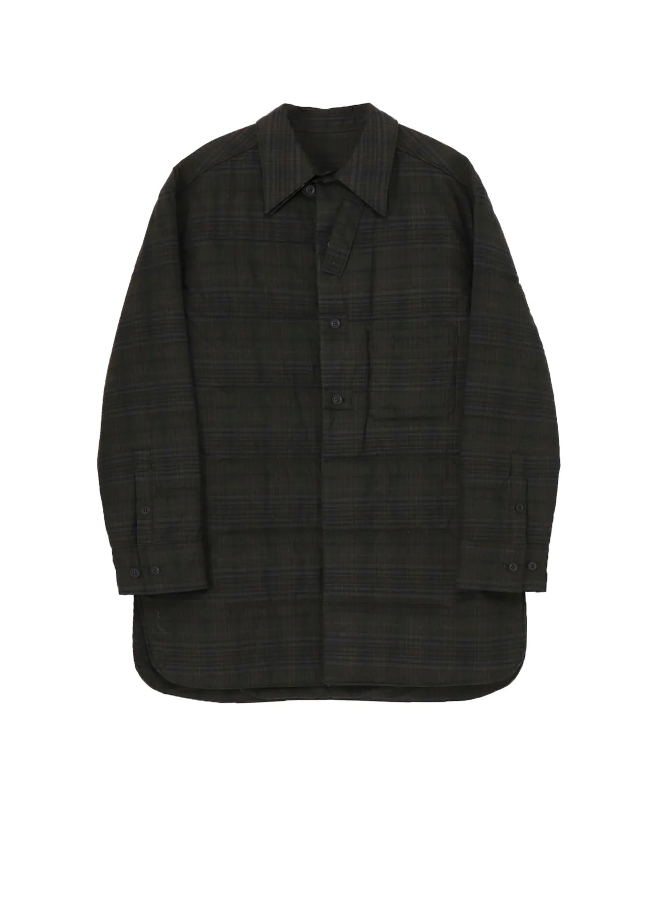 MADRAS INK PLAID DOUBLE COLLAR PADDED BLOUSE sold by Yohji Yamamoto