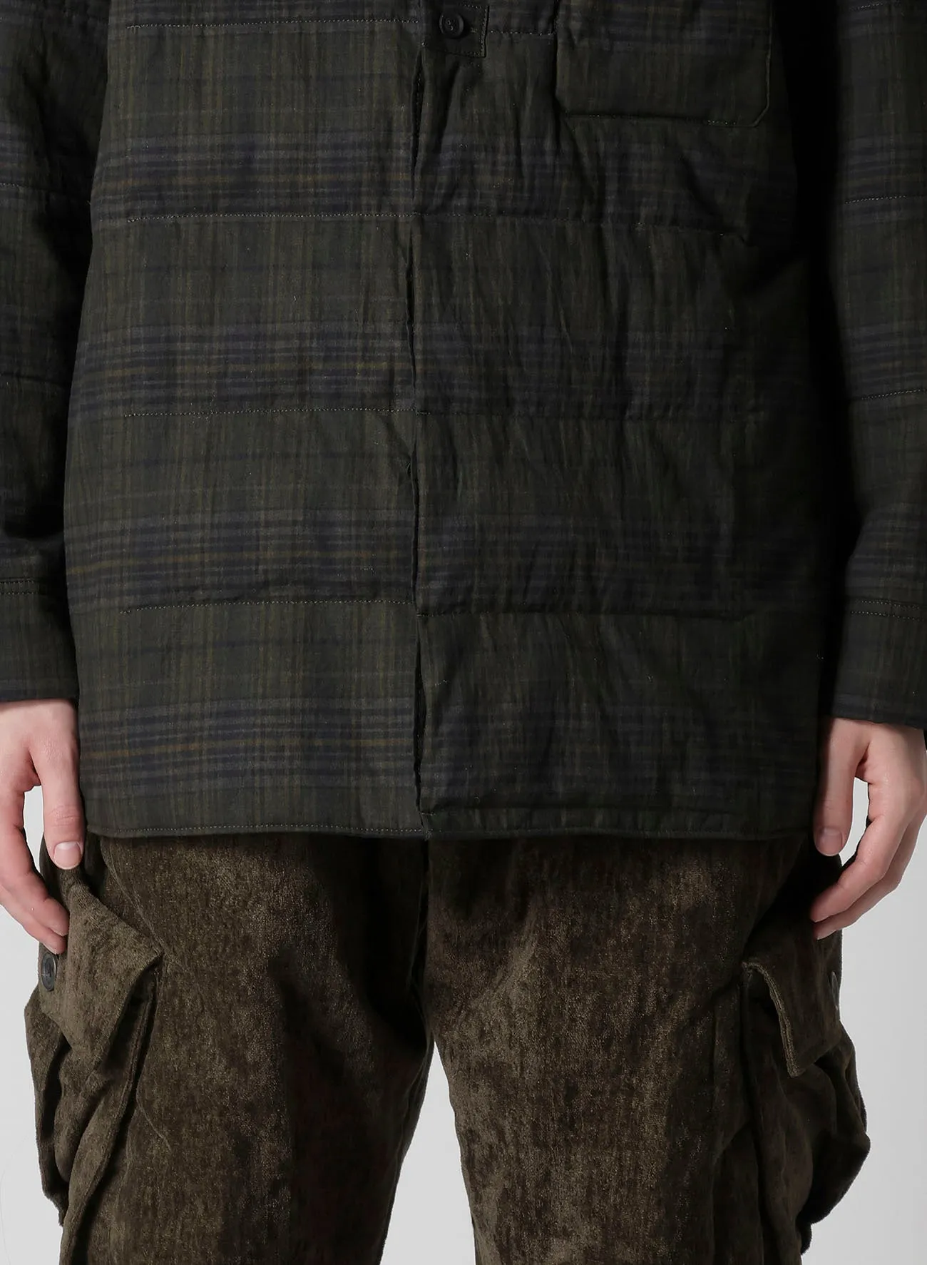 MADRAS INK PLAID DOUBLE COLLAR PADDED BLOUSE sold by Yohji Yamamoto product image thumbnail 5