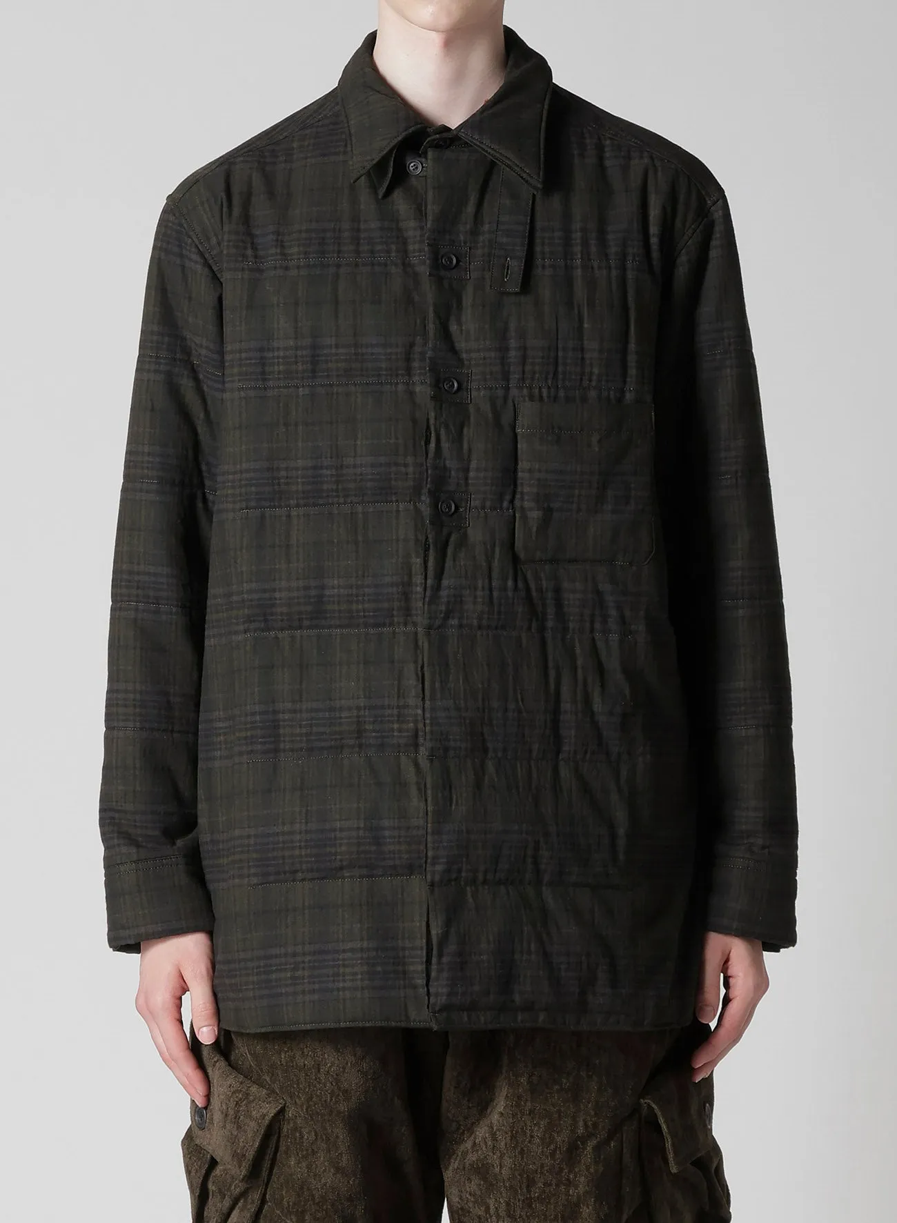 MADRAS INK PLAID DOUBLE COLLAR PADDED BLOUSE sold by Yohji Yamamoto product image thumbnail 2