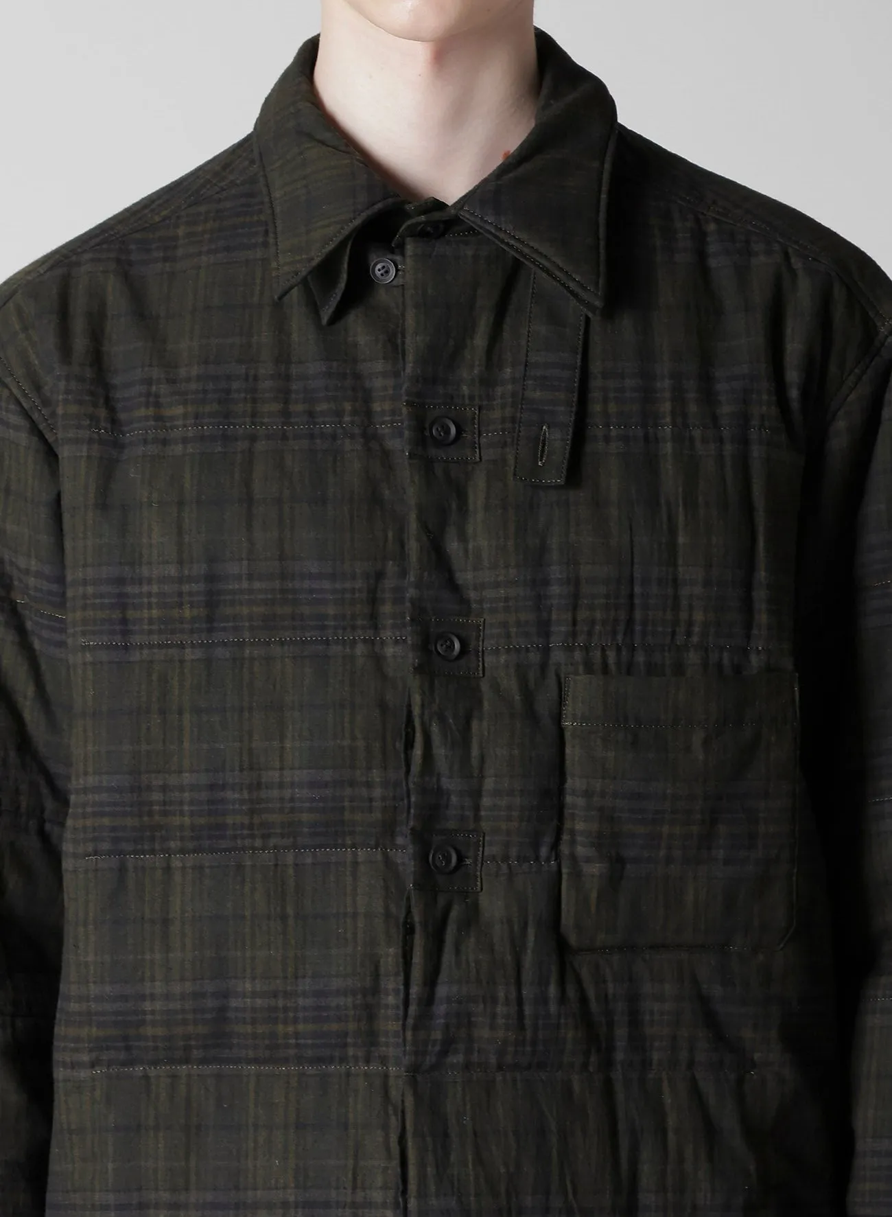 MADRAS INK PLAID DOUBLE COLLAR PADDED BLOUSE sold by Yohji Yamamoto product image thumbnail 3