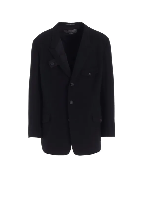 FLANNEL & NYLON RIPSTOP JACKET WITH LAPEL TAB AND UTILITY POCKETS sold by Yohji Yamamoto