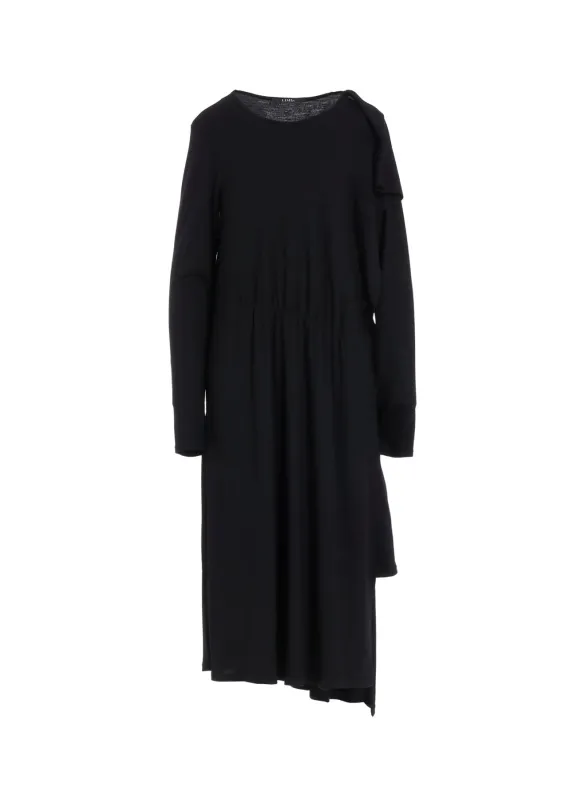 WOOL SMOOTH GATHER ASYMMETRY DRESS made by Yohji Yamamoto