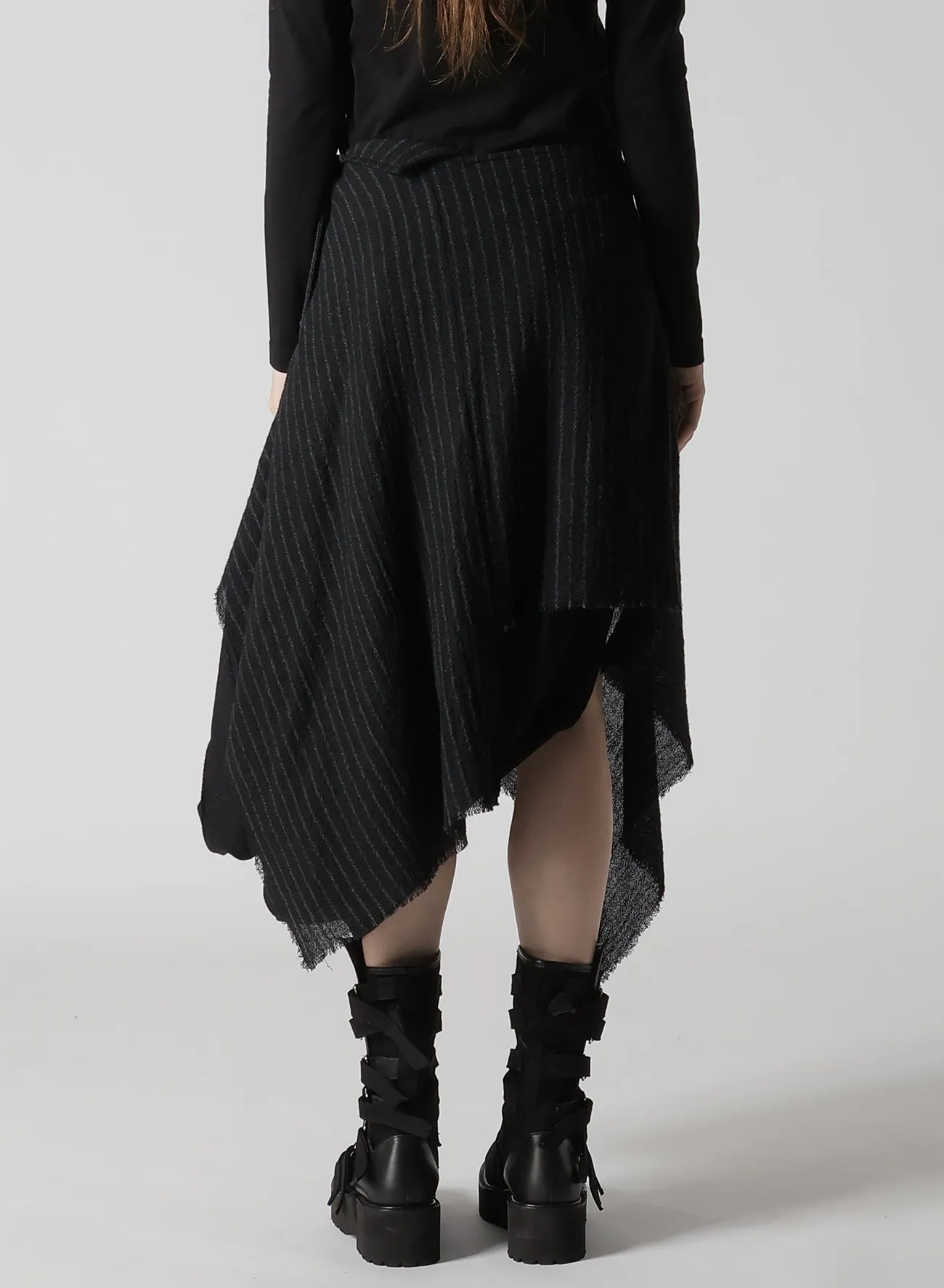 STRIPE GAUZE PLEATS CONBINATION SKIRT sold by Yohji Yamamoto product image thumbnail 4