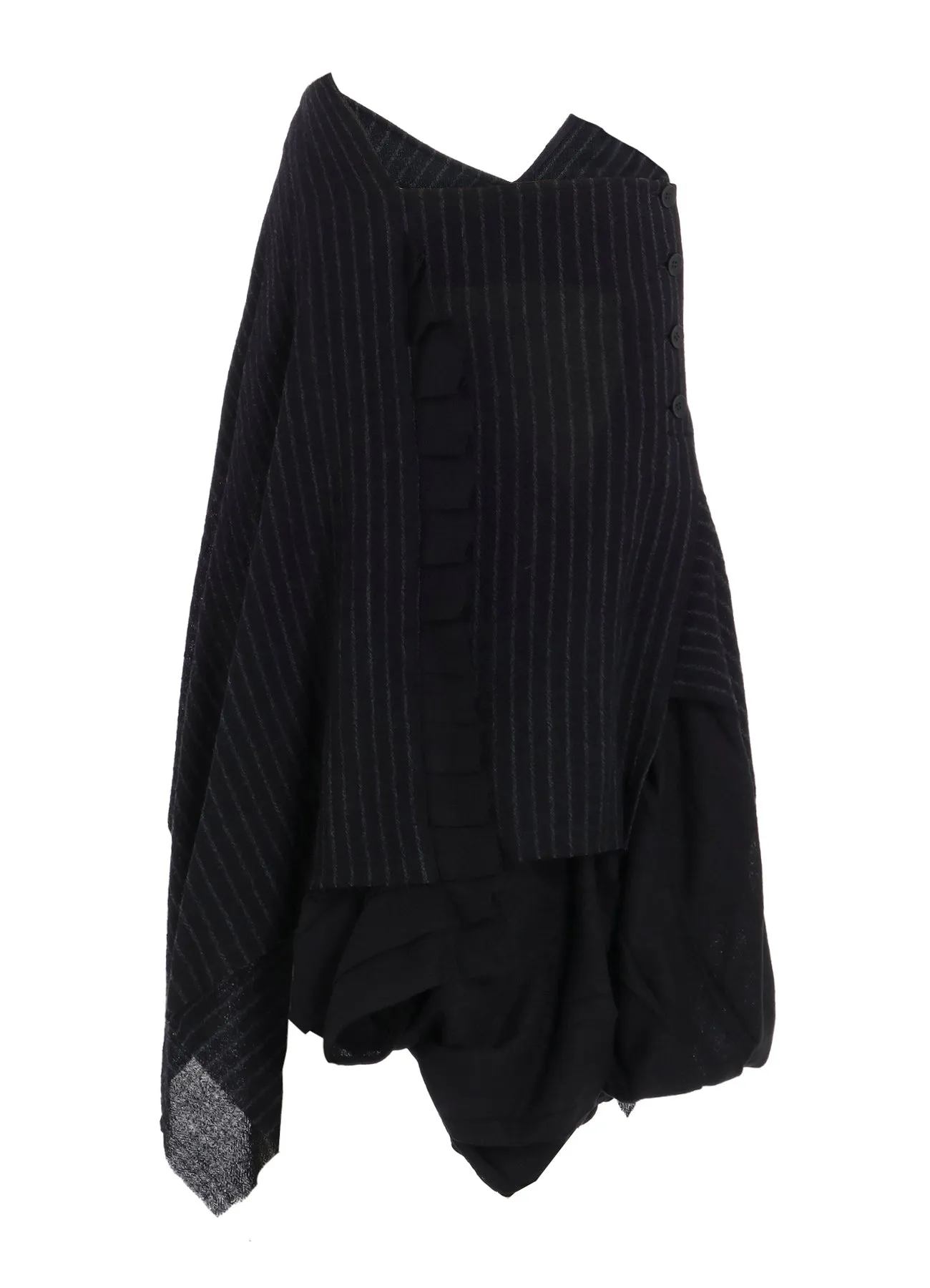 STRIPE GAUZE PLEATS CONBINATION SKIRT sold by Yohji Yamamoto product image thumbnail 2