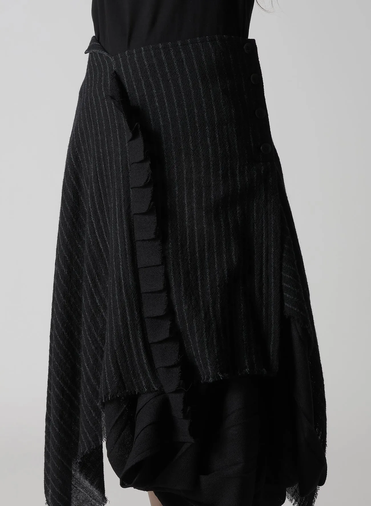 STRIPE GAUZE PLEATS CONBINATION SKIRT sold by Yohji Yamamoto product image thumbnail 5