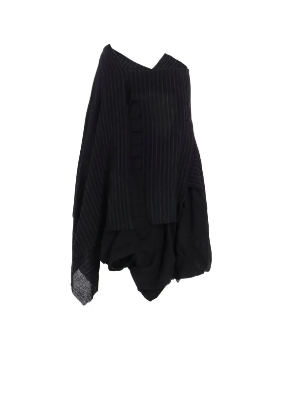 STRIPE GAUZE PLEATS CONBINATION SKIRT made by Yohji Yamamoto