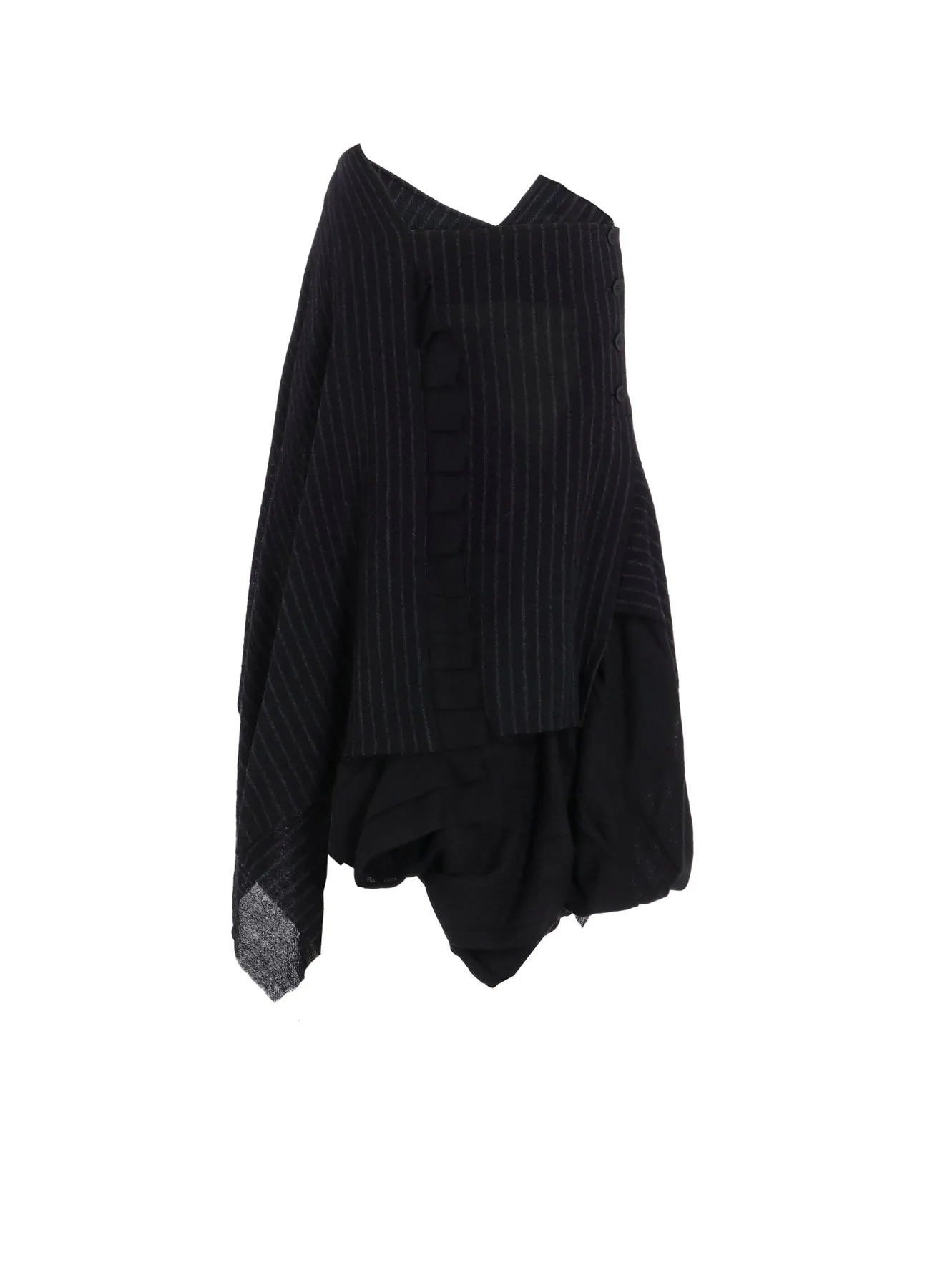 STRIPE GAUZE PLEATS CONBINATION SKIRT sold by Yohji Yamamoto