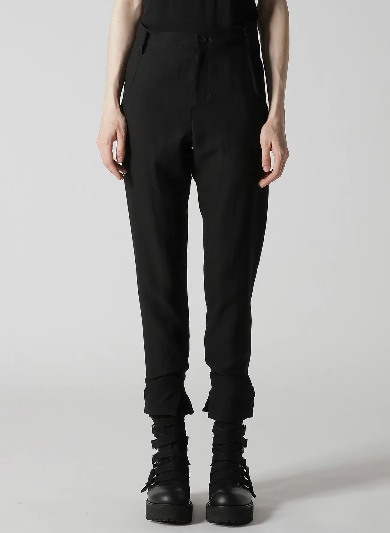 MILLED GABARDINE SLIT SLIM PANTS sold by Yohji Yamamoto product image thumbnail 5